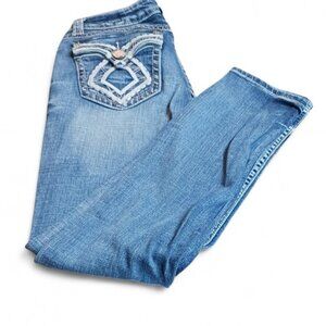 Y2K LA Idol Embroidered Jeans – Western Glam Bling Denim – Size 5